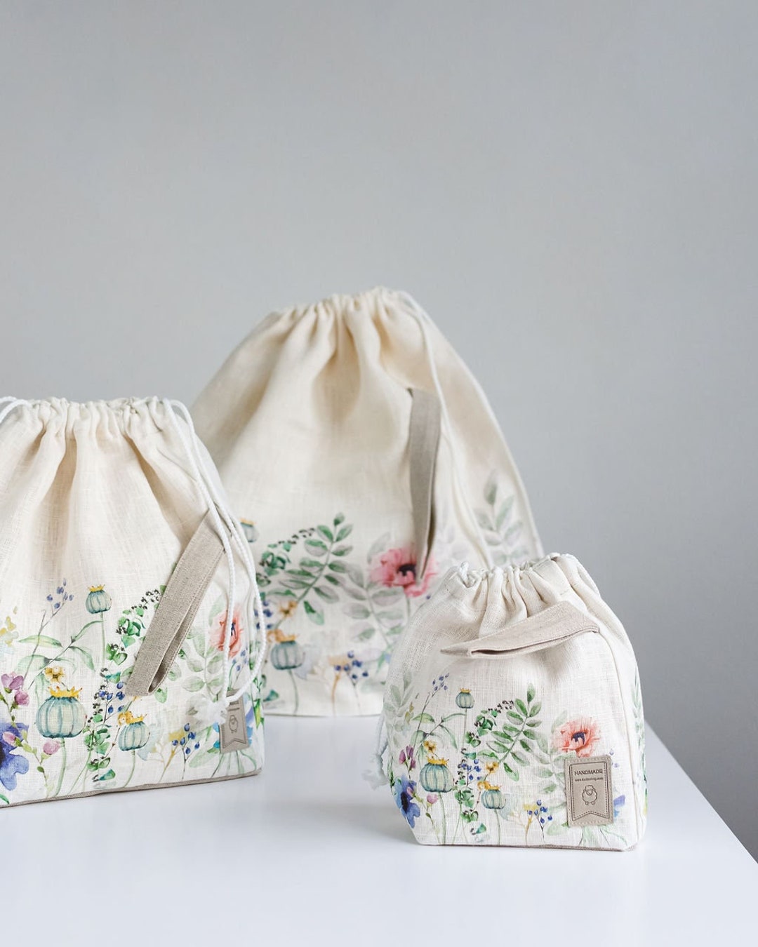 Set of 3 Meadow Print Knitter Project Bags. XL, Large and Small. - Etsy