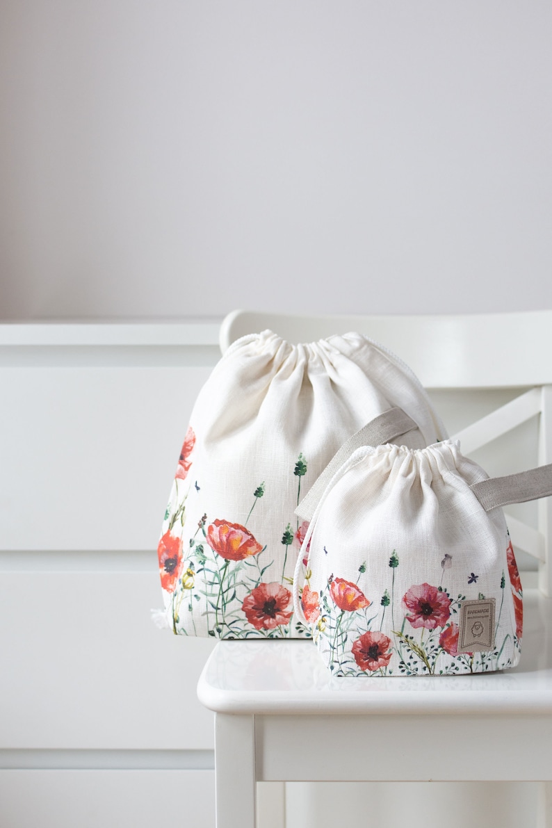 Project bags Lavender Set of 2 Knitter Project Bags Summer Flowers collection Large and Small