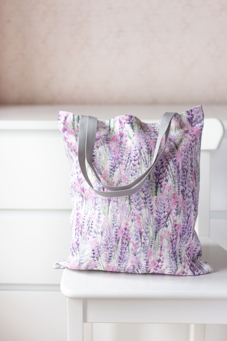 Shopping tote bag with Peony print image 2
