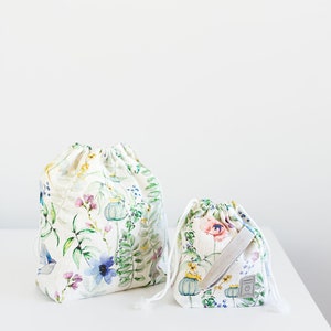 Set of 3 Summer Meadow print Project Bags. Sizes XL, Large and Small. image 3