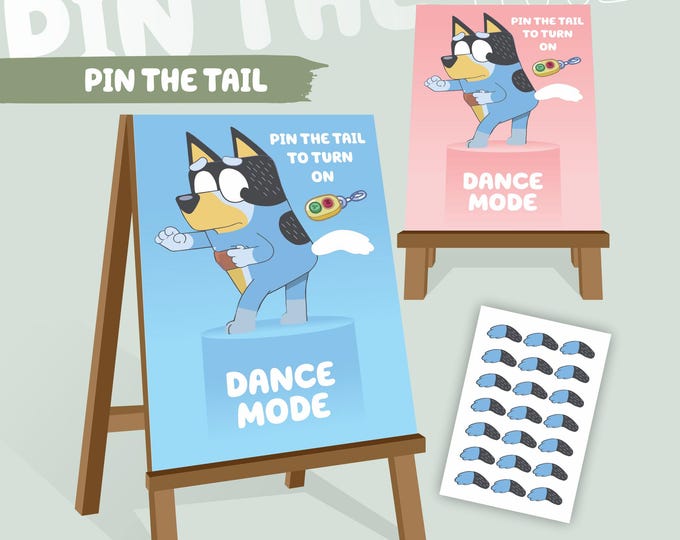 Printable - Pin the Tail on Dad - Bandit - Bluey Themed Party - A3 ...