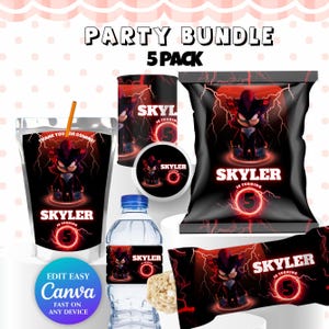 Shadow x Sonic Birthday Bundle Hedgehog Party Boy 5th Birthday Party Favor Caprisun Sonic Chipbag Sonic Theme Party Digital Kids Party  SH1