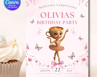 Editable Italian Brain Rot Invitation | Ballerina Cappuccina Meme Birthday Invite | Printable TikTok Meme Party Invite |Funny Shark Brainrot