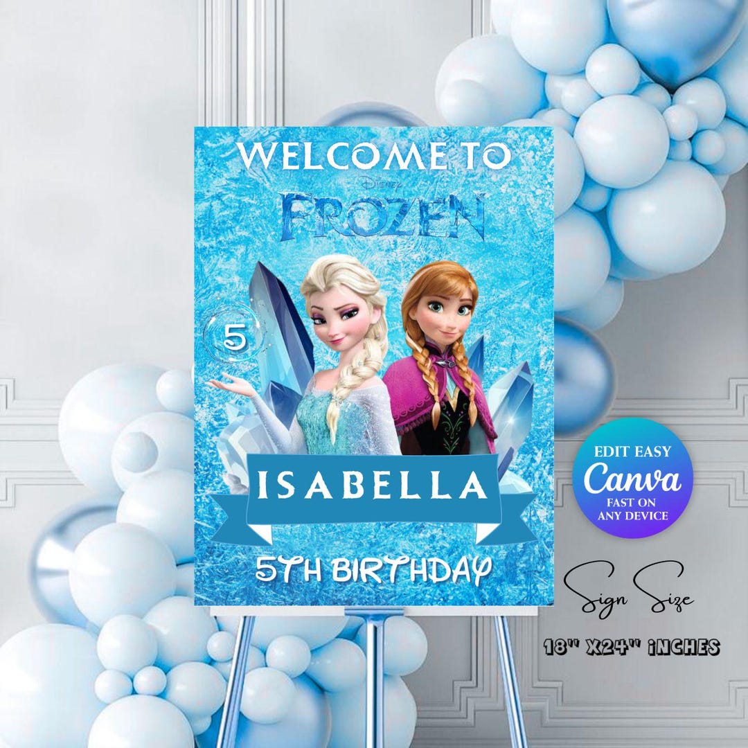 Frozen Welcome Sign | Elsa Birthday Party Sign | Frozen Party Decor ...