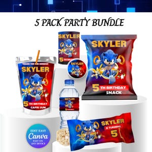 Shadow x Sonic Birthday Bundle Hedgehog Party Boy 5th Birthday Party Favor Caprisun Sonic Chipbag Sonic Theme Party Digital Kids Party  SH3