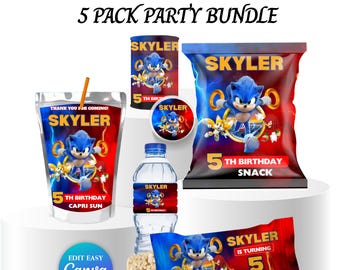 Shadow x Sonic Birthday Bundle Hedgehog Party Boy 5th Birthday Party Favor Caprisun Sonic Chipbag Sonic Theme Party Digital Kids Party  SH3