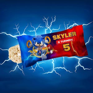 Sonic Rice Krispy Label Shadow x Sonic Birthday Hedgehog Party Boy 5th Birthday Party Favor Sonic Theme Party Editable Canva Template SH3