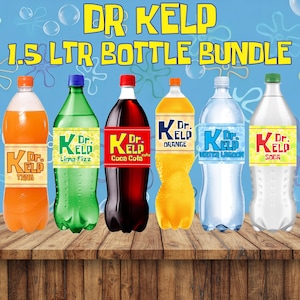 Under the Sea Party Label Bundle | Dr. Kelp & Kelp Soda Printable Bottle Labels | Bikini Bottom Theme Decor | DIY 1.5L Digital Download