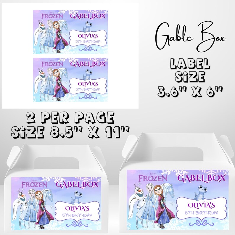 Frozen Birthday Party Gable Box Template, Winter Princess Snack Box ...