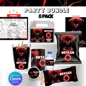 Shadow x Sonic Birthday Bundle Hedgehog Party Boy 5th Birthday Party Favor Caprisun Sonic Chipbag Sonic Theme Party Digital Kids Party  SH1