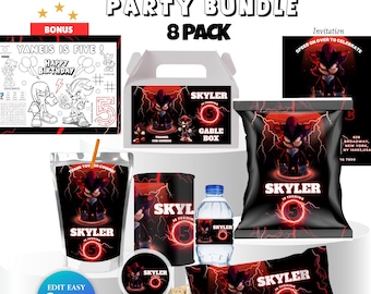 Shadow x Sonic Birthday Bundle Hedgehog Party Boy 5th Birthday Party Favor Caprisun Sonic Chipbag Sonic Theme Party Digital Kids Party  SH1