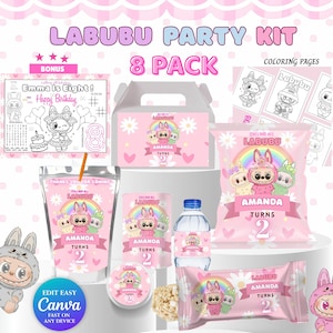 Limited Labubu Birthday Party Bundle |Editable Kawaii Labubu Invite Decorations |Girl & Boy Birthday Set | Digital Download |Party Kit