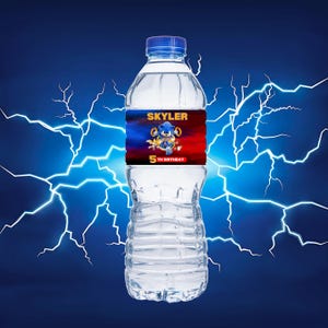 Sonic Bottle Wrapper Shadow x Sonic Birthday Hedgehog Party Boy 5th Birthday Party Favor Sonic Theme Party Editable Canva Template SH3