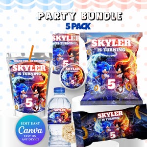Shadow x Sonic Birthday Bundle Hedgehog Party Boy 5th Birthday Party Favor Caprisun Sonic Chipbag Sonic Theme Party Digital Kids Party SH2