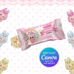 Editable Labubu RICE KRISPY Bag Canva Template | Printable Party Favor | Labubu Party Decoration Bundle for Girl & Boy |Instant Download DIY