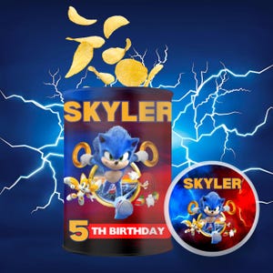 Sonic Pringle Can Label Shadow x Sonic Birthday Hedgehog Party Boy 5th Birthday Party Favor Sonic Theme Party Editable Canva Template SH3