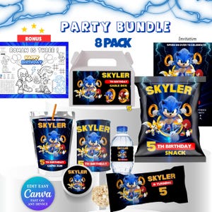 Limited Shadow x Sonic Birthday Bundle Hedgehog Party Boy 5 Birthday Party Favor Caprisun Sonic Chipbag Sonic Theme Party Digital Kids Party