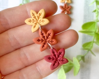 Maple Leaf Earrings: Fall Autumn Thanksgiving Jewelry - Polymer Clay