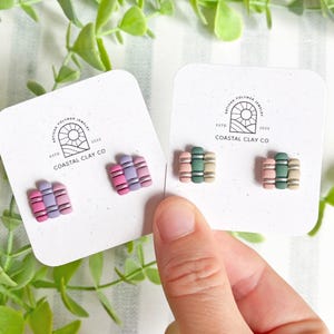Book Stack Stud Earrings - Polymer Clay - Booklover Gift - READY TO SHIP