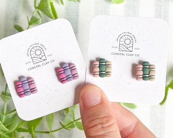 Book Stack Stud Earrings - Polymer Clay - Booklover Gift - READY TO SHIP