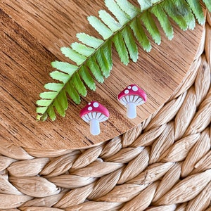 Mushroom Studs - Polymer Clay Earrings - READY TO SHIP