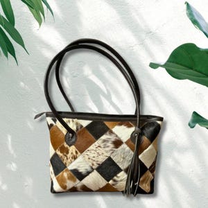 Borsa tote in pelle di mucca con pelo, borsa tote in pelle di mucca naturale, borsa in pelle di mucca, borsa a tracolla in pelle di mucca fatta a mano, regalo per la mamma, borsa western, regalo di compleanno