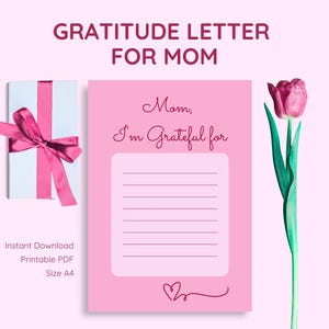 Carta de agradecimiento para mamá / Regalo perfecto para mamá / Día de la madre, cumpleaños, día de la mujer y regalo de Navidad / Imprimible / Personalizado por ti