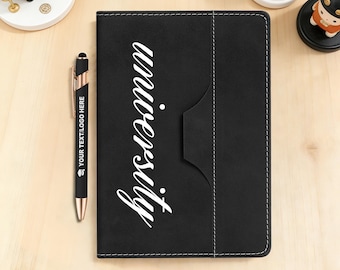 Diario de cuero personalizado y 10 bolígrafos, cuaderno con logotipo personalizado, texto e imagen, tapa dura A5 para negocios, oficinas, viajes diarios.