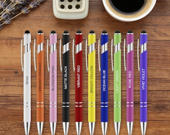Personalized Ballpoint Stylus Pen, Custom Black Ink, Set of 10