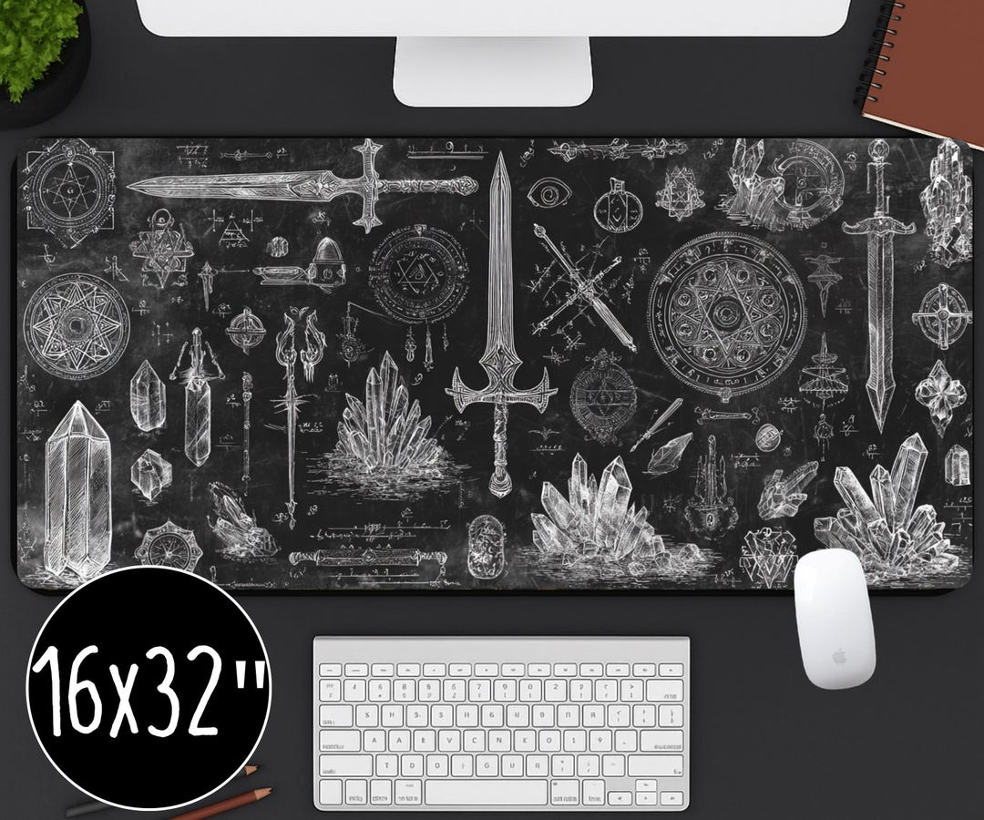 Arcane Armory Rune Blueprint Desk Mat | Fantasy Weapon Illustration - Etsy