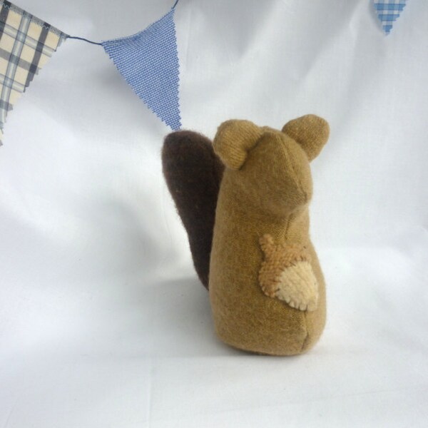 Small Brown Upcycled Felted Wool Squirrel Plush Toy