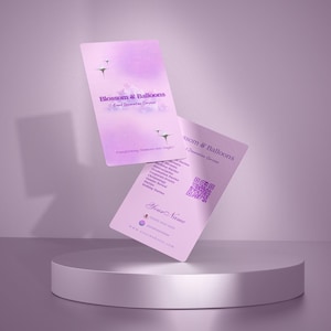 Bewerkbaar visitekaartje voor evenementplanners | Canvassjabloon | Ballondecoratie | Direct downloaden