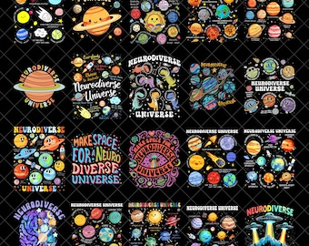 Neurodiverse Universe Bundle PNG Digital Download, Autism Awareness Shirt Designs, Space Neurodiversity PNG, Special Education Shirt Design