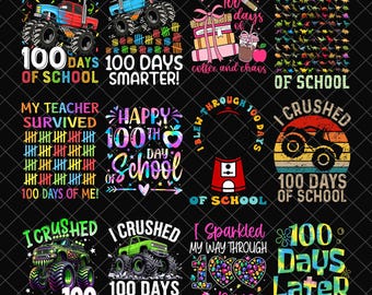 100 Days Of School Bracelet PNG Bundle, 100 Days Of School Png, Retro 100 Days Of School png, Teacher Gifts, Retro School Png