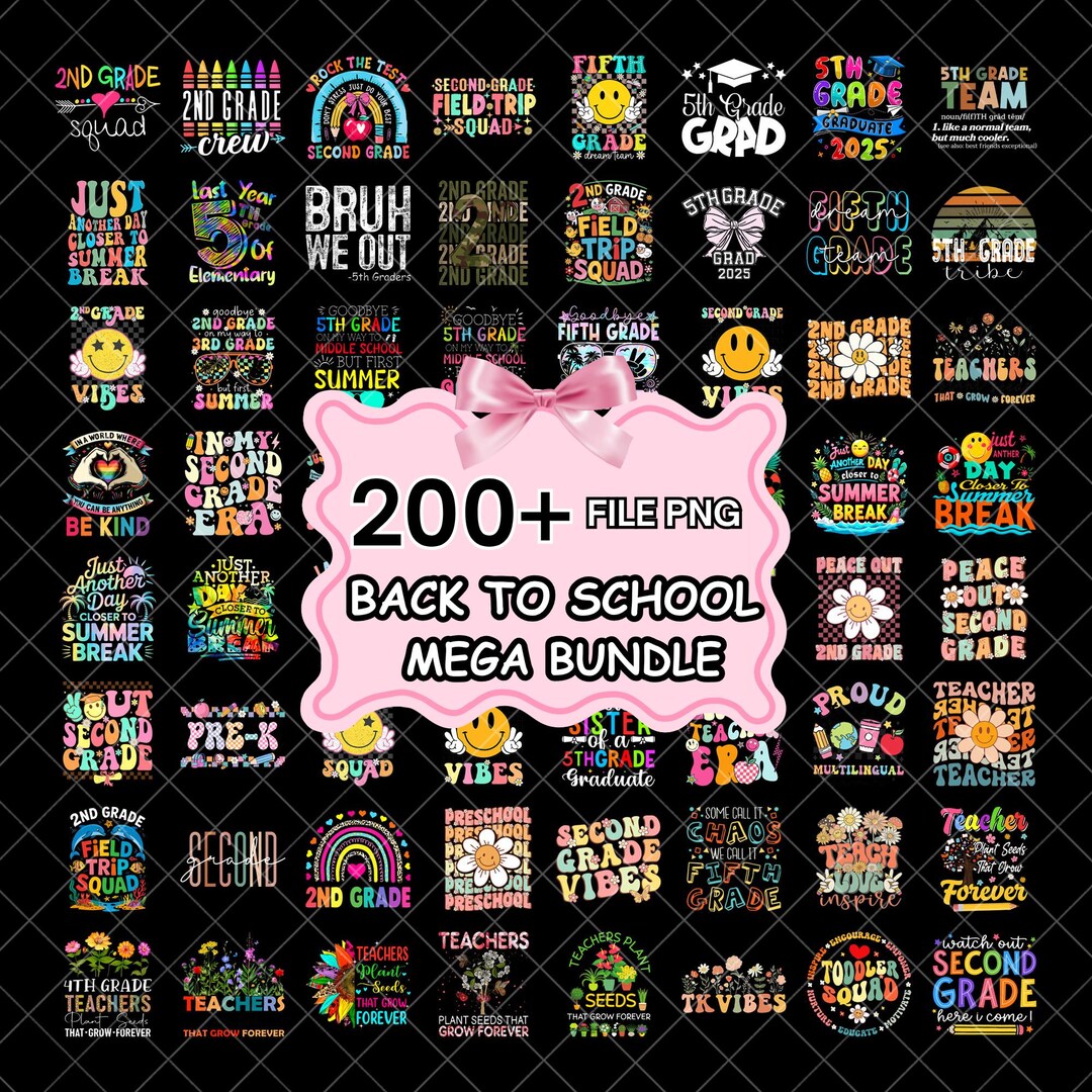 200+ Back to School Mega Bundle, Back to School Png, School Png, Cute ...