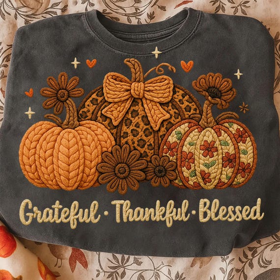 2 PNG Latch Hook Yarn Crochet Thankful Png, Thanksgiving Png, Grateful Thankful Blessed Png, Pumpkin Png, Fall Png, Christian Thanksgiving