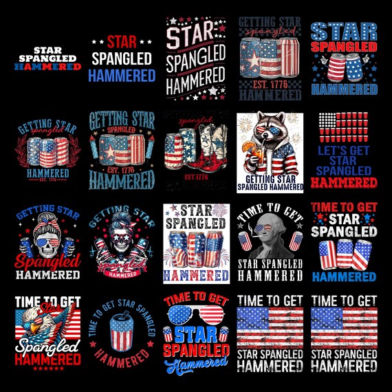 Getting star spangled hammered PNG Bundle, Funny 4th of july png, Funny USA png, Party in the USA, Independence day png