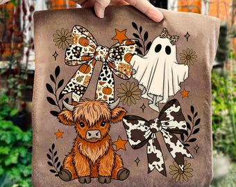 Coquette Western Ghost Png, Highland Cow Png, Western Halloween Png, Floral Fall Bow Png, Boho Pumpkin Coquette Png, Cowboy Fall Png