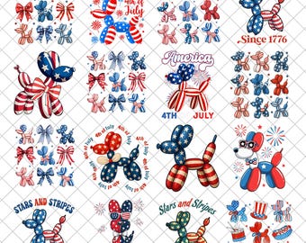 Coquette 4th Of July Png Bundle, 4th Balloon Dog, America png,American Girly Png,America PNG,country july png,4th of July png,Fourth Of July