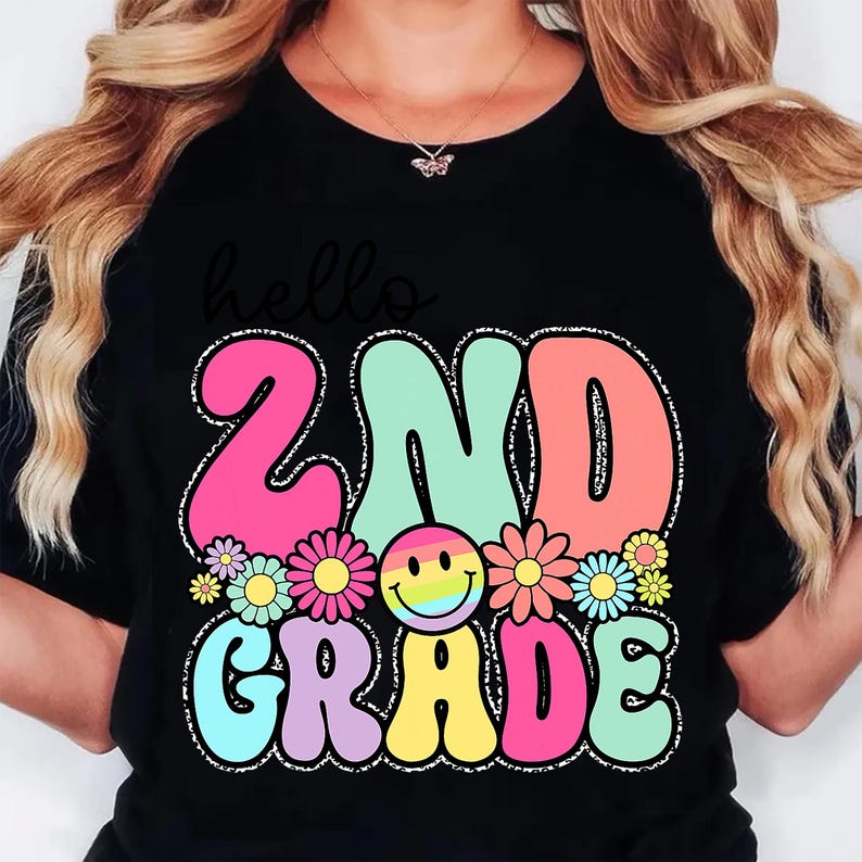 Hello Second Grade PNG, Back To School Sublimation Design, First Day Of 2nd Grade Shirt PNG, Teacher Student Graphic image 5