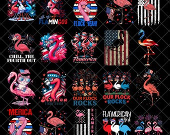 4th of July Flamingo Png Bundle, America Flamingo Png, Flamingo of July Png, Cute Flamingo Png, USA Flag Png, Sublimation Design