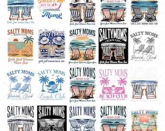 The Beach Club PNG Digital Download, Salty Moms Beach Club Instant Download, Retro Beach Girl Shirt, Trendy Summer Vibes Sublimation File