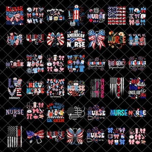 Coquette Nurse 4th of July Png Bundle, Nurse Life USA Png, 4th of July Png, Patriotic Nurse Png, America Nurse Shirt Png Design,Memorial Day
