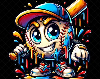 Baseball Eiscreme Drip PNG Bundle, Baseball Sport Team Digitale Datei, Baseball Eiscreme Sprinkle Sublimation Design, Baseball Spieler Drip Png