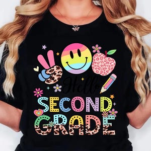 Hello Second Grade PNG, Back To School Sublimation Design, First Day Of 2nd Grade Shirt PNG, Teacher Student Graphic image 2
