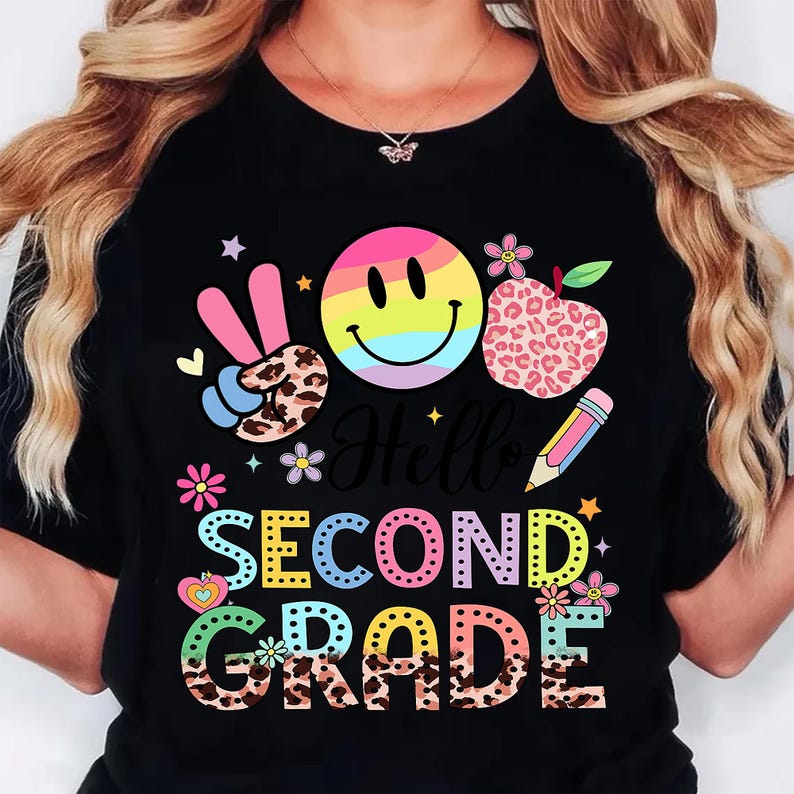 Hello Second Grade PNG, Back To School Sublimation Design, First Day Of 2nd Grade Shirt PNG, Teacher Student Graphic image 2