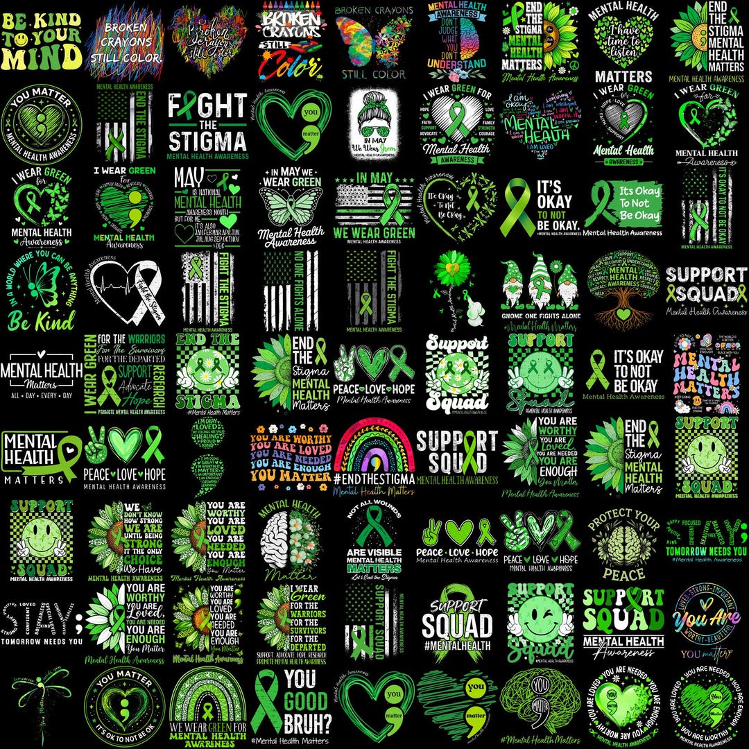 Mental Health Awareness PNG Bundle: Support Designs (digital Files) - Etsy