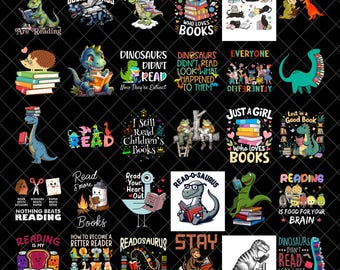 Kids Reading Book Png Bundle, Children Book Png, Teacher Library Book Png, Book Lover Png, Back To School Png, Teacher Life Png