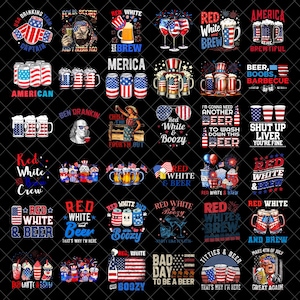 Red White and Brew Png Bundle, Fourth Of July Beer Png, Beer Lovers July 4th Png, Independence Day Shirt PNG, Patriotic Beer PNG Design