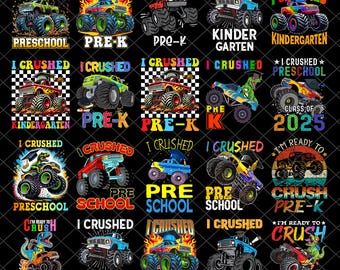 I Crushed Pre-K Monster Truck png Bundle, Back To School Png, Preschool png, Boys png, Kids png, Digital Download